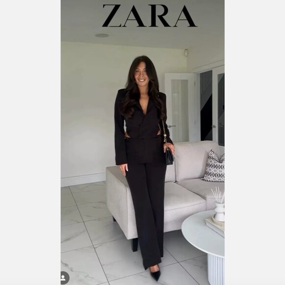 NWT ZARA CUT OUT JUMPSUIT BLAZER WITH SIDE BUCKLES BLACK